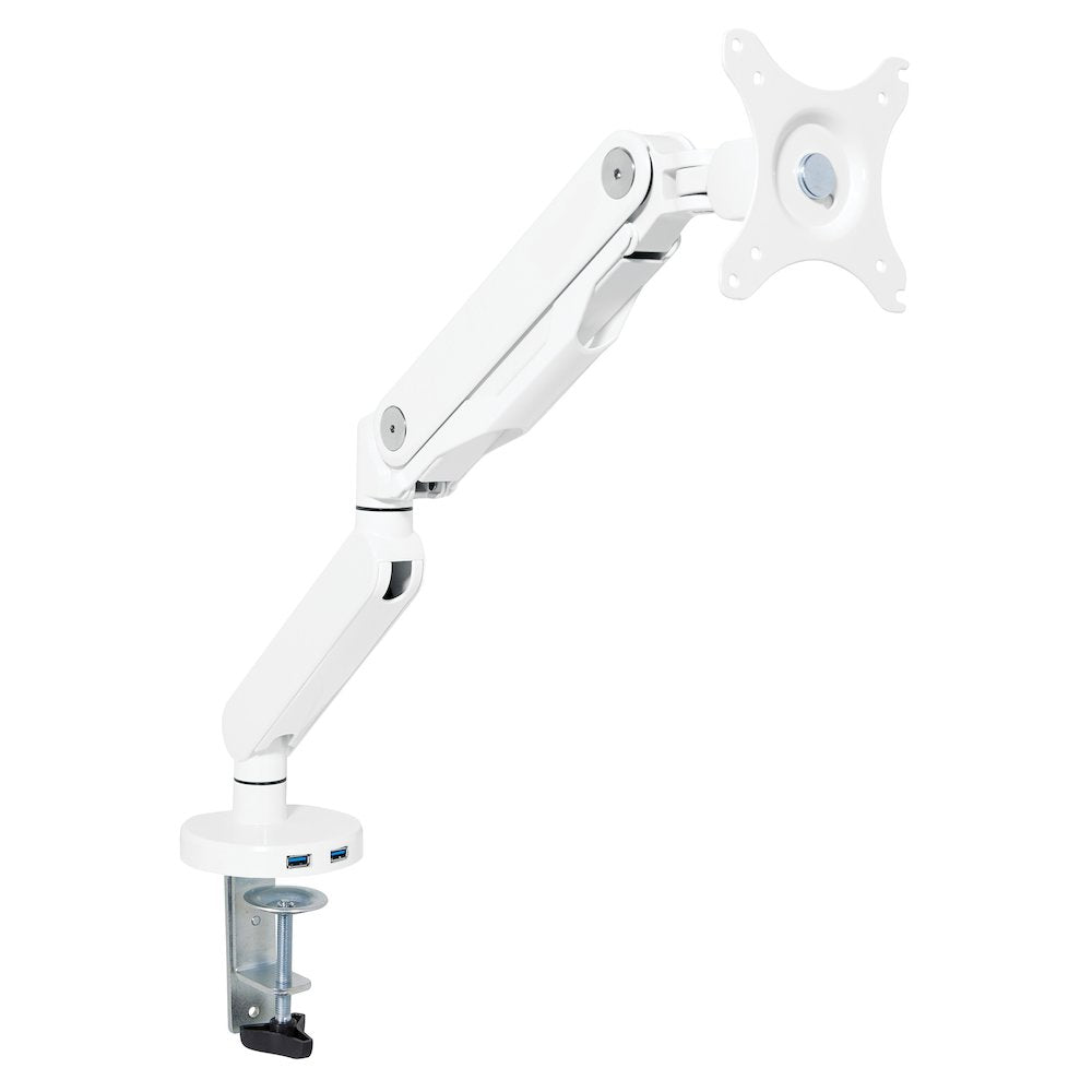 Single Monitor Arm with Dual USB 3.0 Port in White Finish, A2MAS1730-WH - Office Star Products