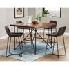 Live Edge Solid Wood Pub Table w/Metal Legs, Light Walnut - Alpine Furniture