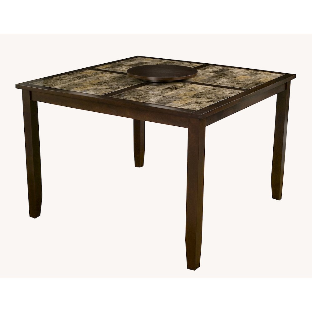 Capitola Faux Marble Large Pub Table w/ Removable 18'' Lazy Susan, Espresso - Alpine Furniture