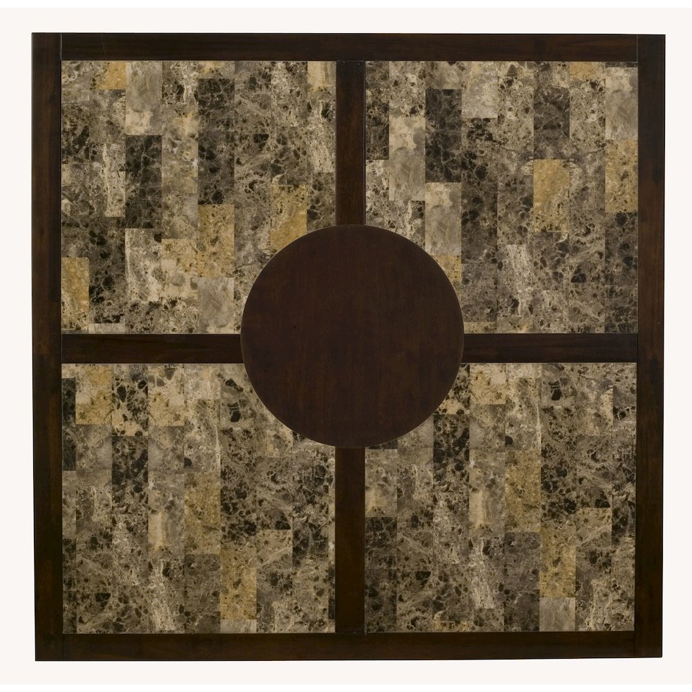 Capitola Faux Marble Large Pub Table w/ Removable 18'' Lazy Susan, Espresso - Alpine Furniture