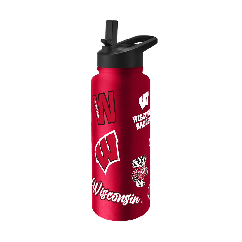 Wisconsin Badgers Quencher Bottle 34oz Stainless Steel Dreamweave - Logo Brands