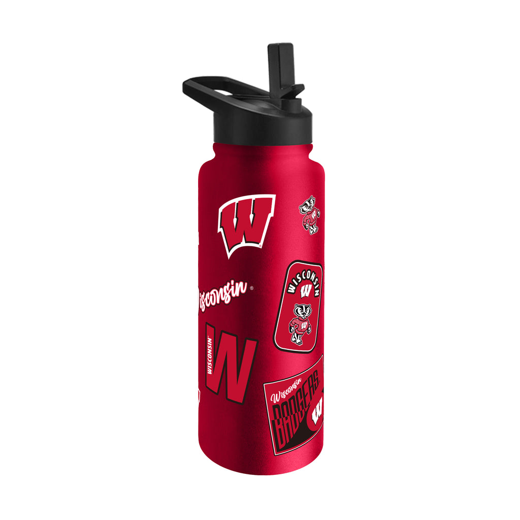 Wisconsin Badgers Quencher Bottle 34oz Stainless Steel Dreamweave - Logo Brands