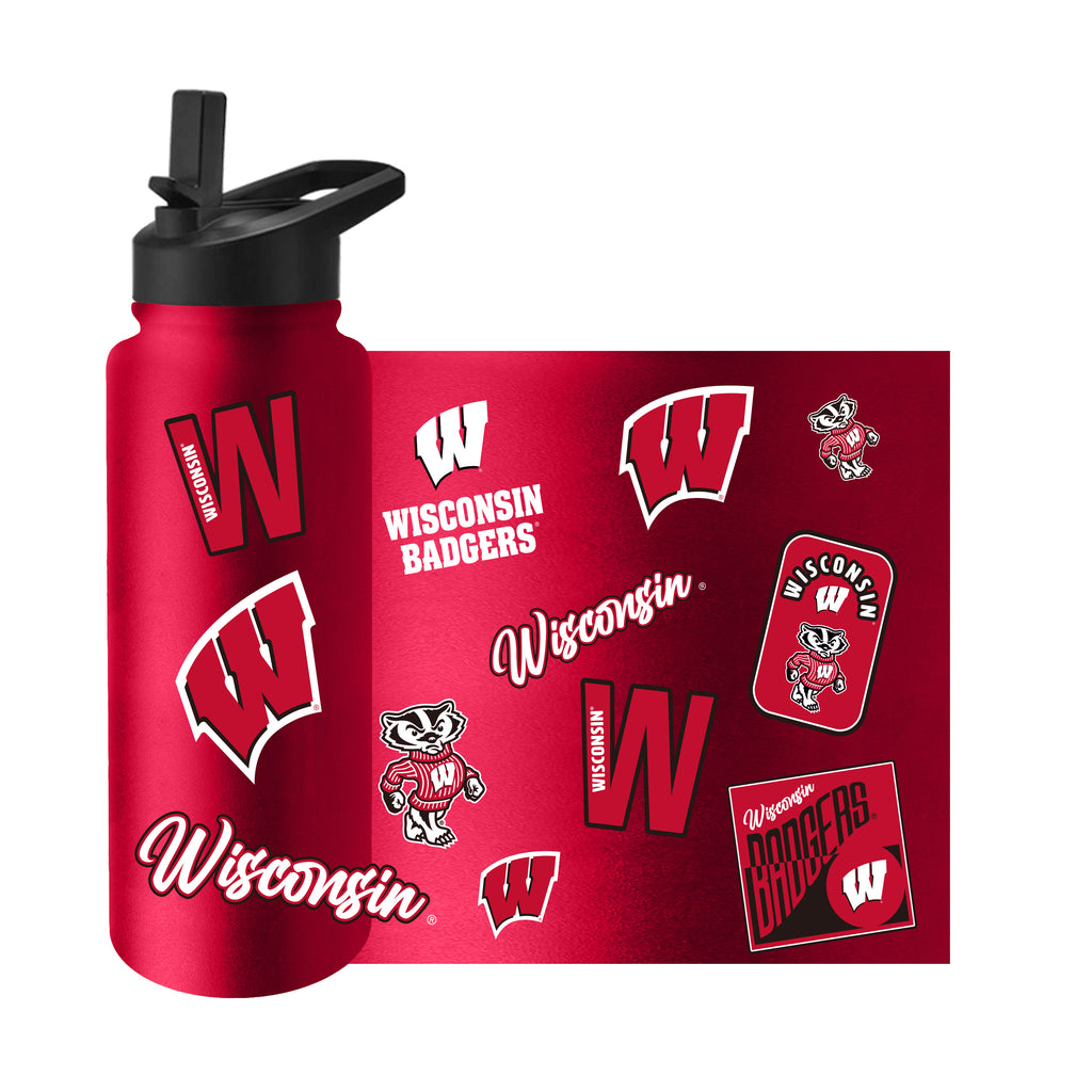 Wisconsin Badgers Quencher Bottle 34oz Stainless Steel Dreamweave - Logo Brands
