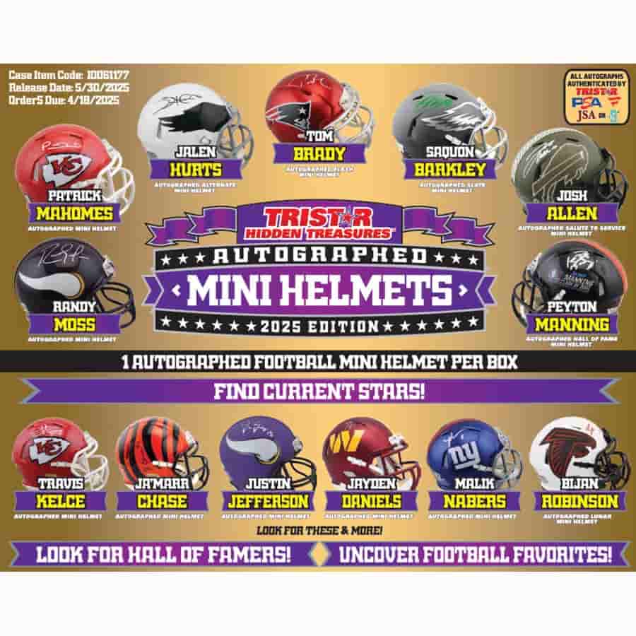 Tri-Star Productions Inc -  Hidden Treasures - 2025 Tristar Hidden Treasures Autographed Football Mini Helmets