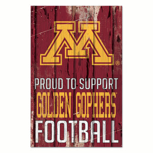 Minnesota Golden Gophers Sign 11x17 Wood Proud to Support Design - WinCraft