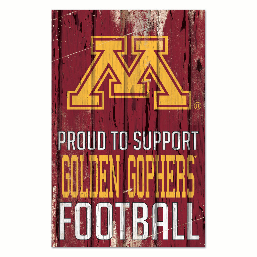 Minnesota Golden Gophers Sign 11x17 Wood Proud to Support Design - WinCraft