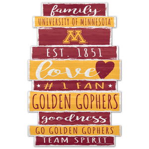 Minnesota Golden Gophers Sign 11x17 Wood Family Word - WinCraft