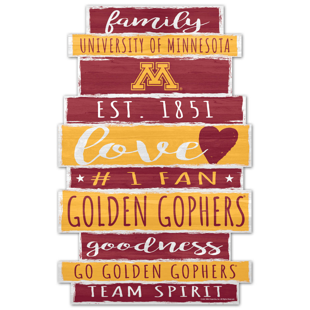 Minnesota Golden Gophers Sign 11x17 Wood Family Word - WinCraft
