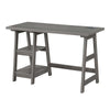 Designs2Go Trestle Desk with Charging Station, Charcoal Gray - Convenience Concepts
