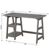 Designs2Go Trestle Desk with Charging Station, Charcoal Gray - Convenience Concepts