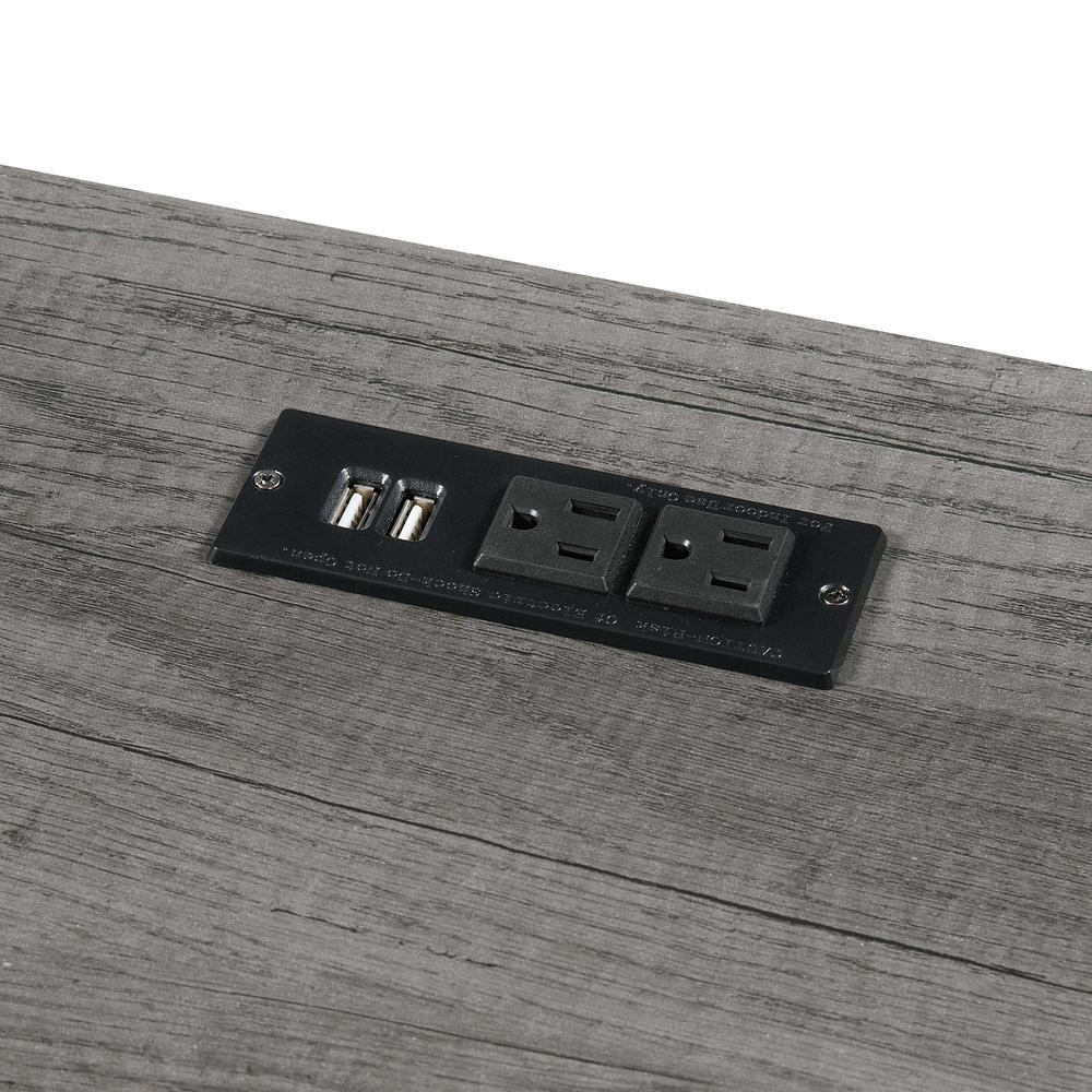 Designs2Go Trestle Desk with Charging Station, Charcoal Gray - Convenience Concepts