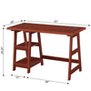 Designs2Go Trestle Desk with Charging Station, Cherry - Convenience Concepts