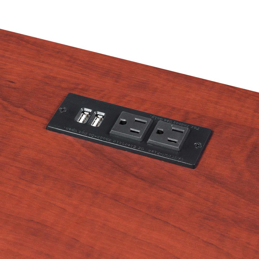 Designs2Go Trestle Desk with Charging Station, Cherry - Convenience Concepts