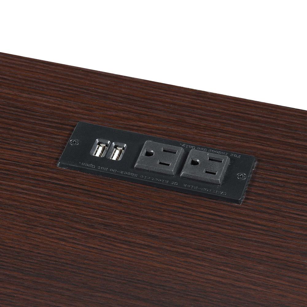 Designs2Go Trestle Desk with Charging Station, Espresso - Convenience Concepts