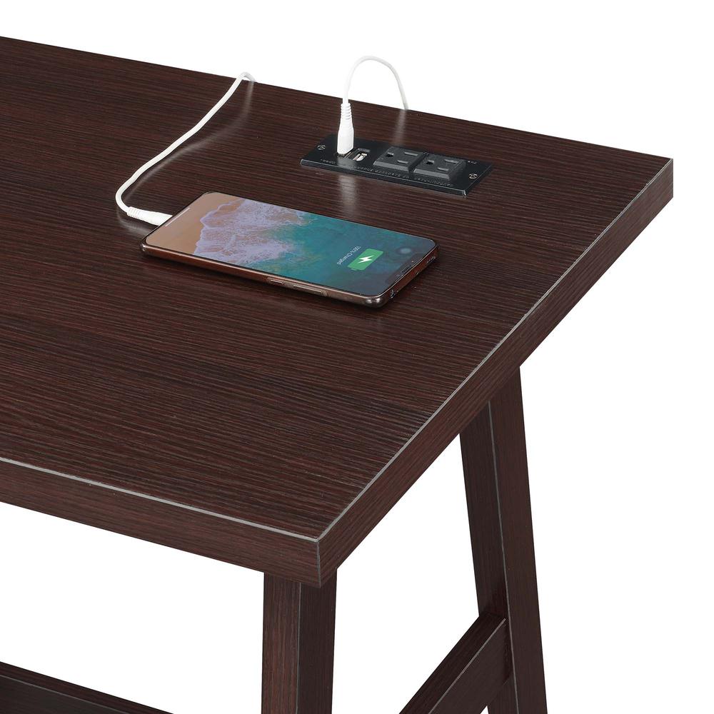 Designs2Go Trestle Desk with Charging Station, Espresso - Convenience Concepts