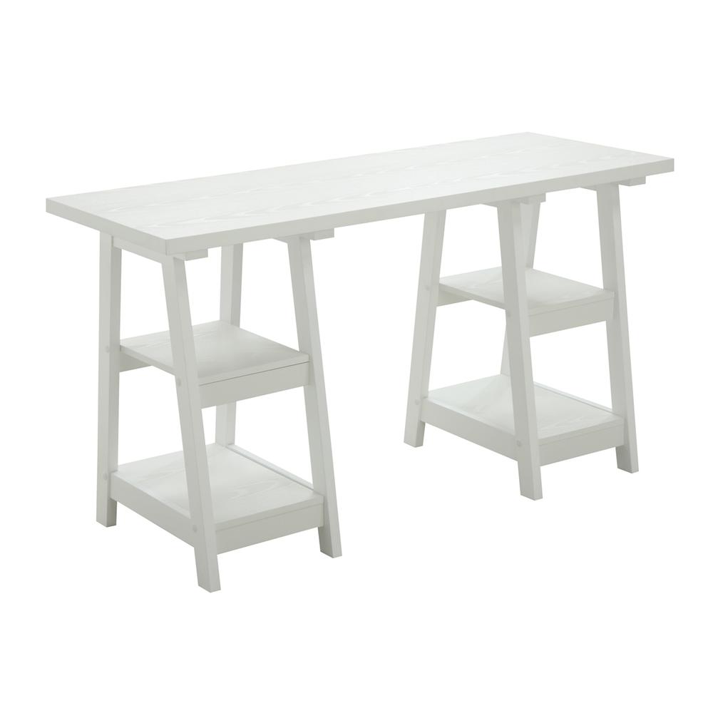 Designs2Go Double Trestle Desk with Shelves - Convience Concept, Inc.
