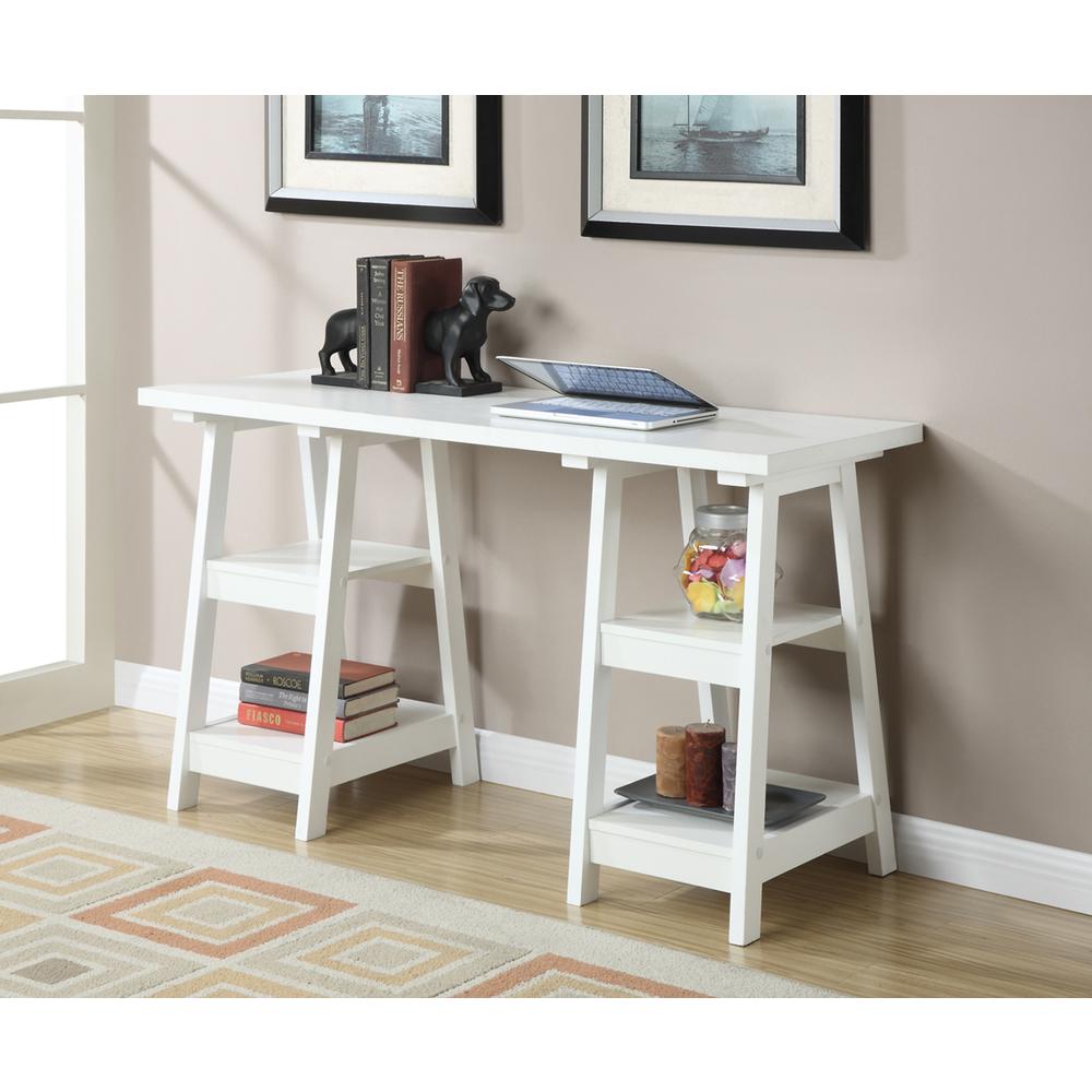 Designs2Go Double Trestle Desk with Shelves - Convience Concept, Inc.