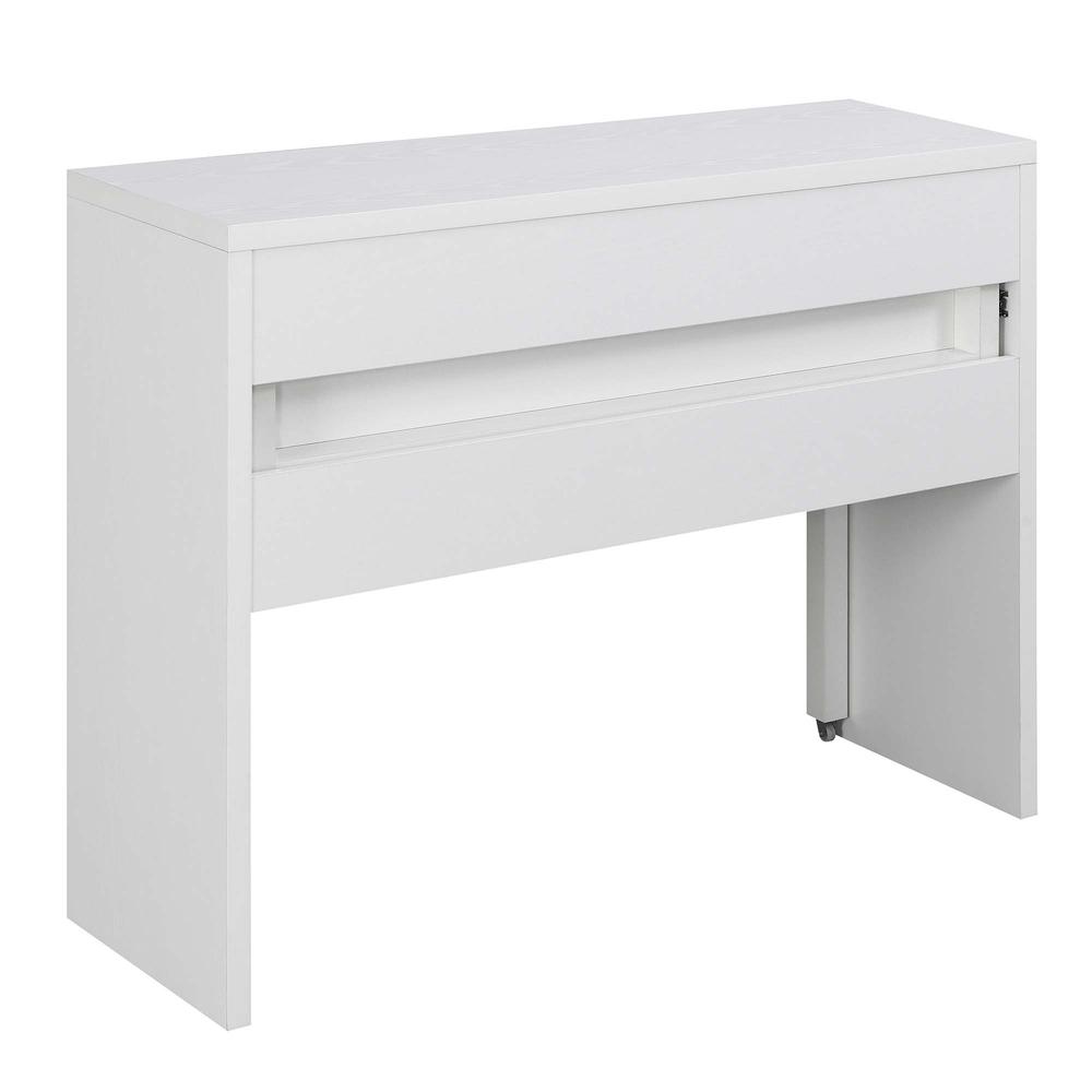 Newport JB Console/Sliding Desk with Drawer and Riser, White - Convenience Concepts