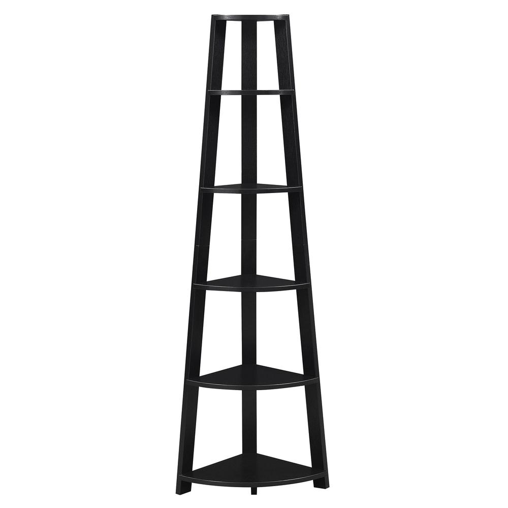 Newport 5 Tier Corner Bookshelf Black - Convenience Concepts