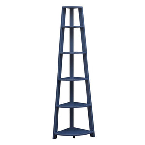 Newport 5 Tier Corner Bookshelf Cobalt Blue - Convenience Concepts