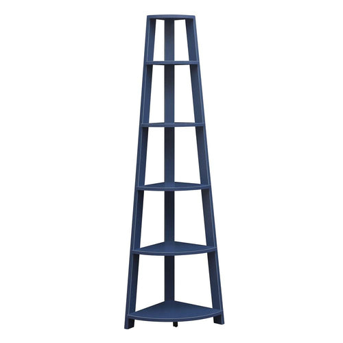 Newport 5 Tier Corner Bookshelf Cobalt Blue - Convenience Concepts