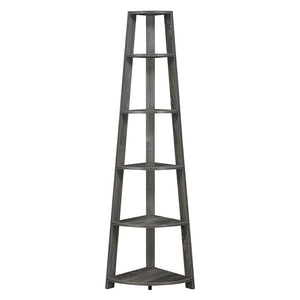 Newport 5 Tier Corner Bookshelf Weathered Gray - Convenience Concepts