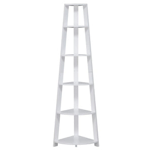 Newport 5 Tier Corner Bookshelf White - Convenience Concepts