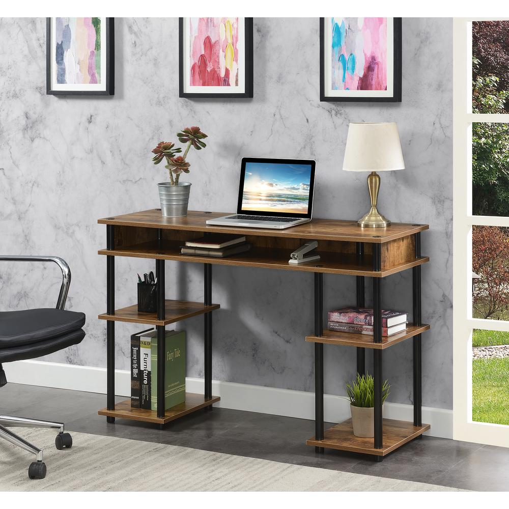 Designs2Go No Tools Student Desk with Shelves - Barnwood - Convience Concept, Inc.