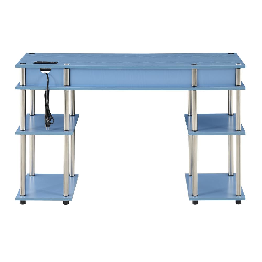 Designs2Go No Tools Student Desk With Charging Station, Blue - Convenience Concepts