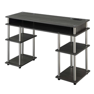 Designs2Go No Tools Student Desk with Charging Station, Charcoal Gray - Convenience Concepts