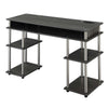 Designs2Go No Tools Student Desk with Charging Station, Charcoal Gray - Convenience Concepts