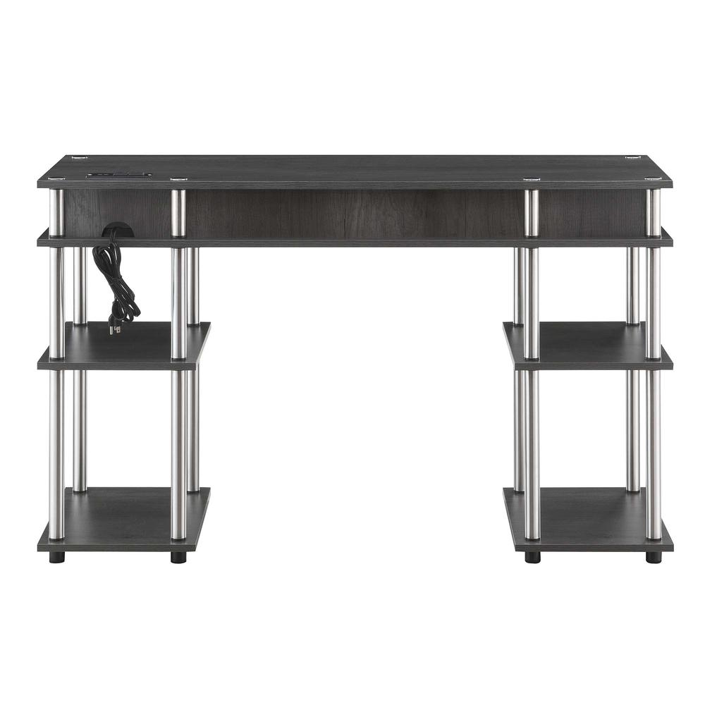 Designs2Go No Tools Student Desk with Charging Station, Charcoal Gray - Convenience Concepts