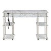 Designs2Go No Tools Student Desk With Charging Station, White Marble - Convenience Concepts