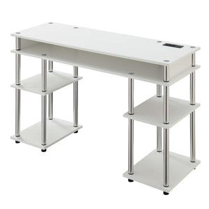 Designs2Go No Tools Student Desk with Charging Station, White - Convenience Concepts