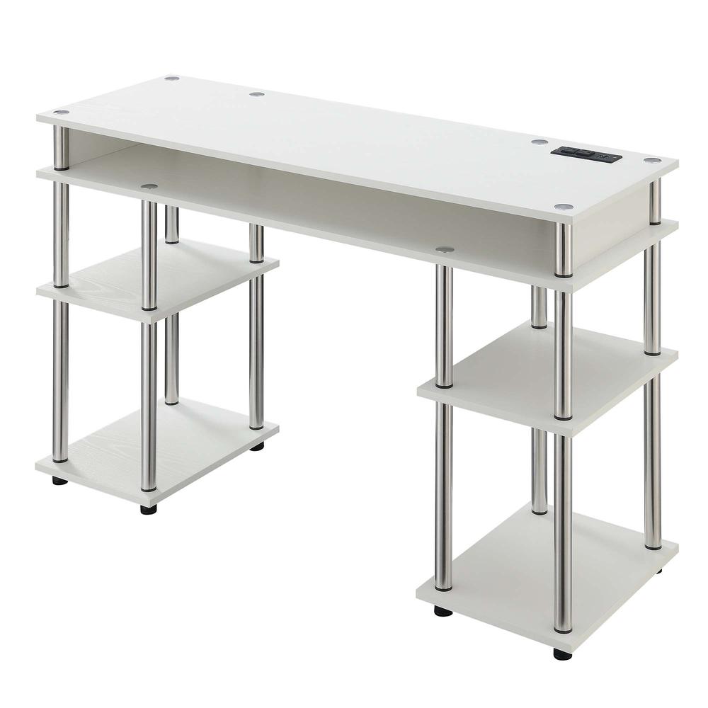 Designs2Go No Tools Student Desk with Charging Station, White - Convenience Concepts