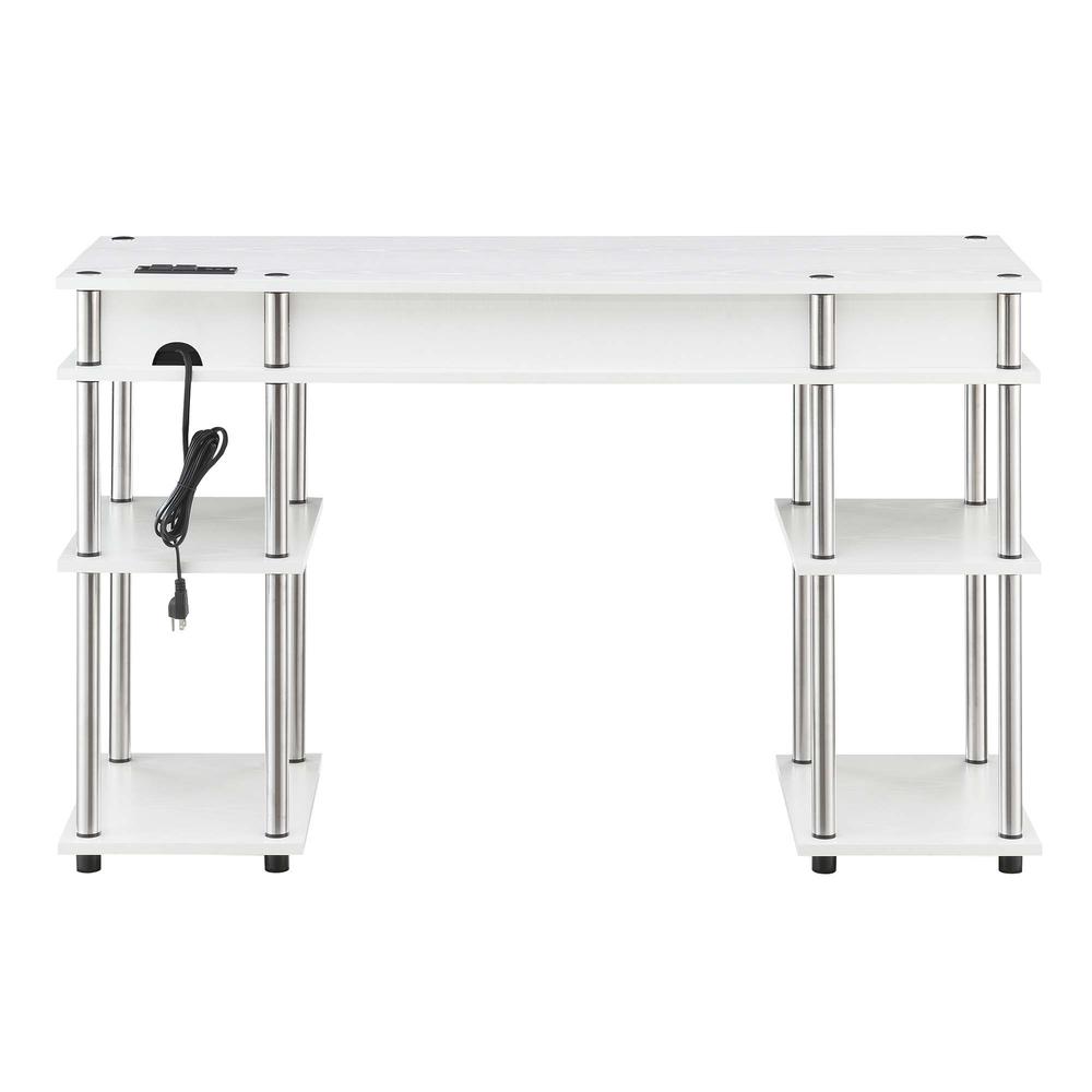 Designs2Go No Tools Student Desk with Charging Station, White - Convenience Concepts