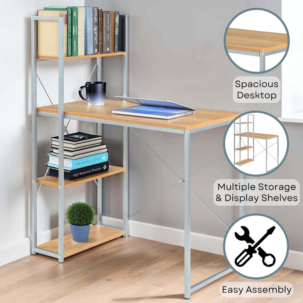 Designs2Go Office Workstation Desk with Shelves - Convience Concept, Inc.