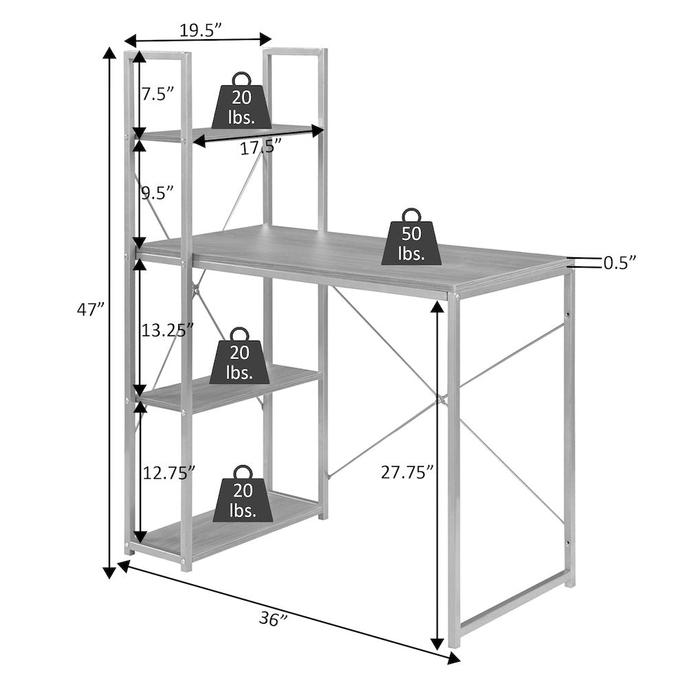 Designs2Go Office Workstation Desk with Shelves - Convience Concept, Inc.