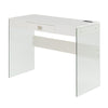 Soho 42 Inch Glass Desk With Charging Station, White - Convenience Concepts