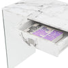 Soho 42 Inch Glass Desk With Charging Station, Faux White Marble - Convenience Concepts