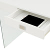Soho 42 Inch Glass Desk With Charging Station, White - Convenience Concepts