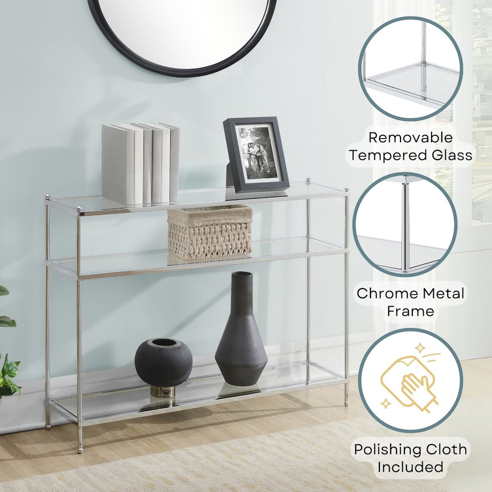 Royal Crest 3 Tier Glass Console Table - Convience Concept, Inc.