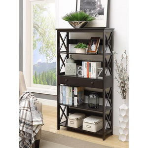 Oxford 5 Tier Bookcase with Drawer - Convience Concept, Inc.