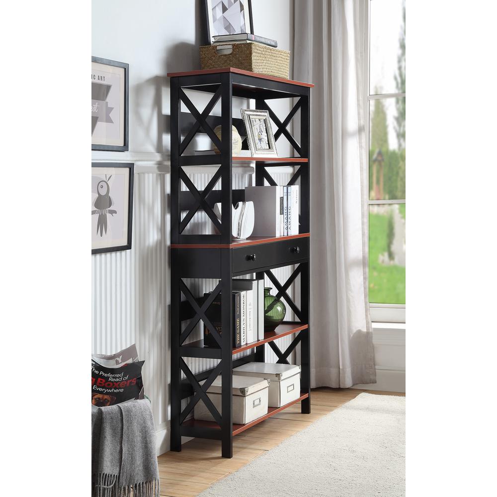 Oxford 5 Tier Bookcase with Drawer - Convience Concept, Inc.