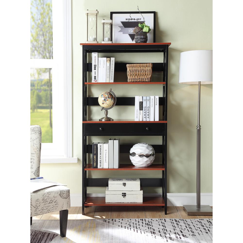 Oxford 5 Tier Bookcase with Drawer - Convience Concept, Inc.
