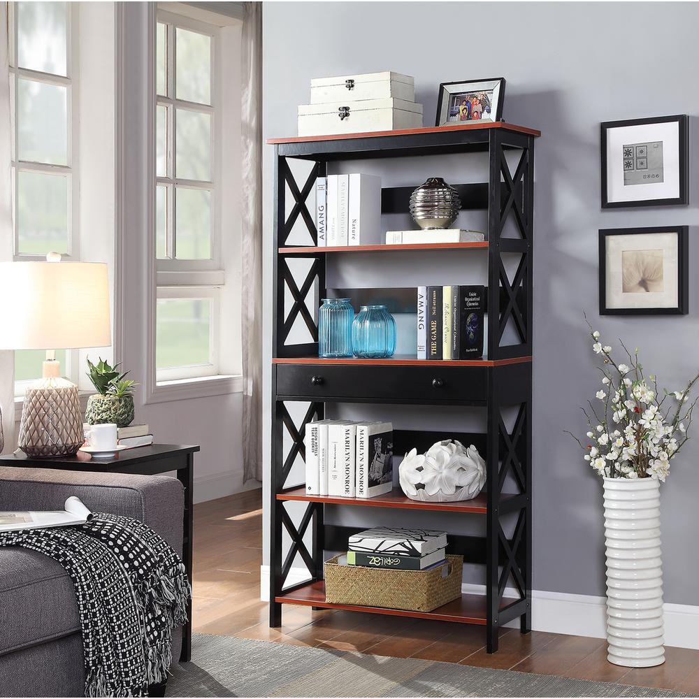 Oxford 5 Tier Bookcase with Drawer - Convience Concept, Inc.