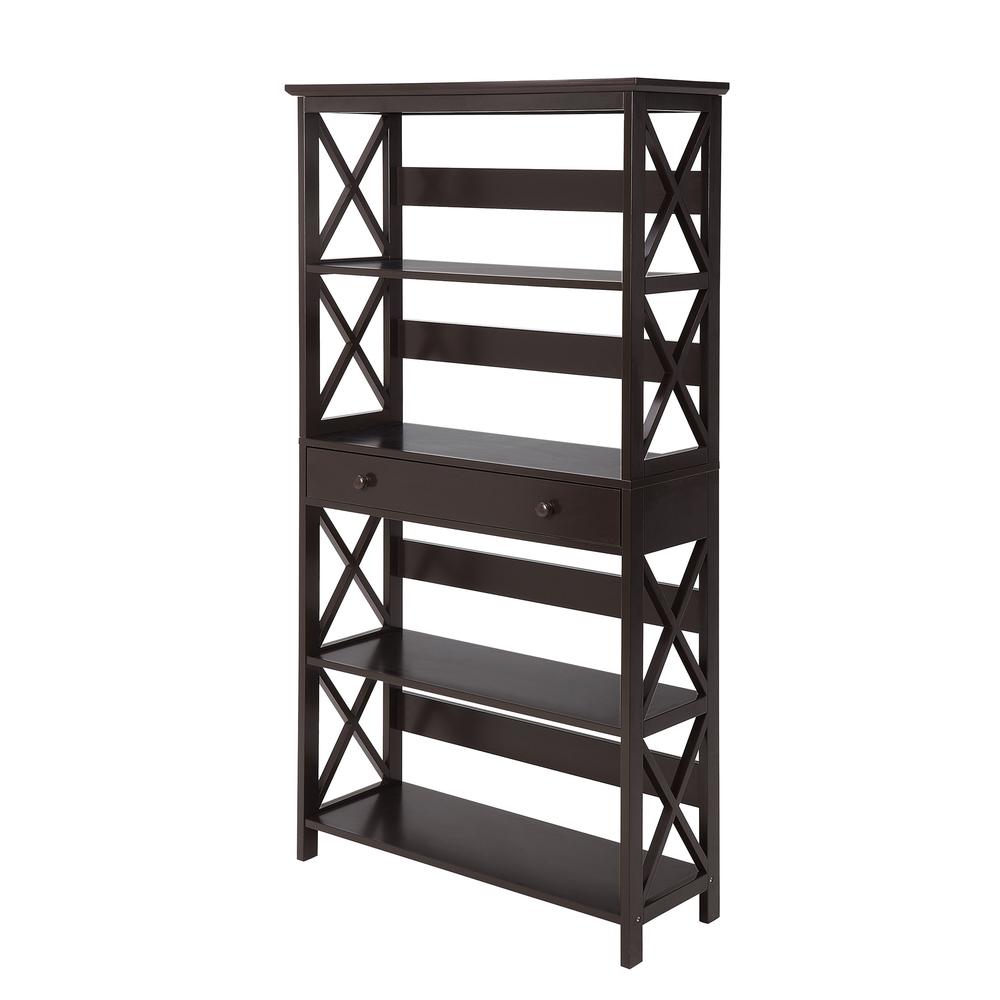 Oxford 5 Tier Bookcase with Drawer - Convience Concept, Inc.