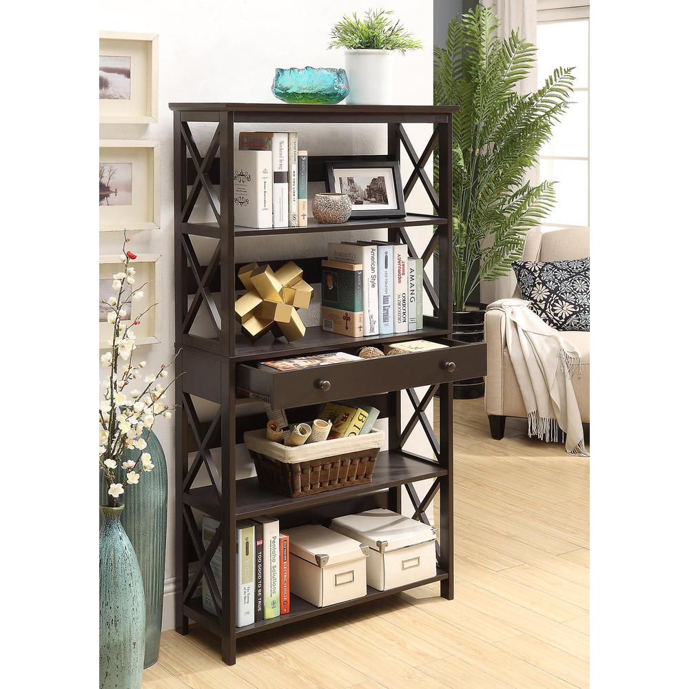 Oxford 5 Tier Bookcase with Drawer - Convience Concept, Inc.