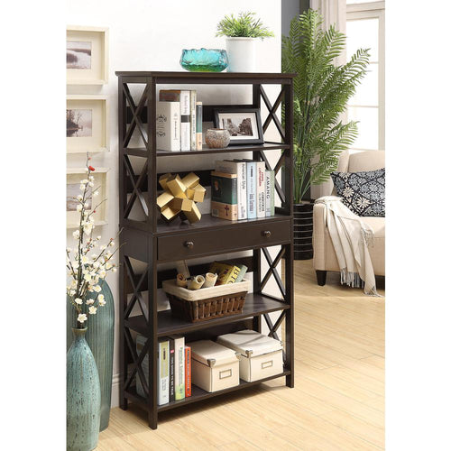 Oxford 5 Tier Bookcase with Drawer - Convience Concept, Inc.