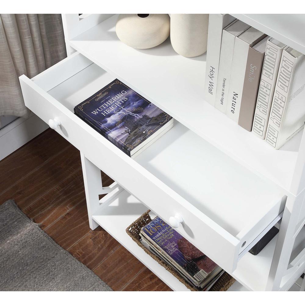 Omega 5 Tier Bookcase with Drawer, White - Convenience Concepts